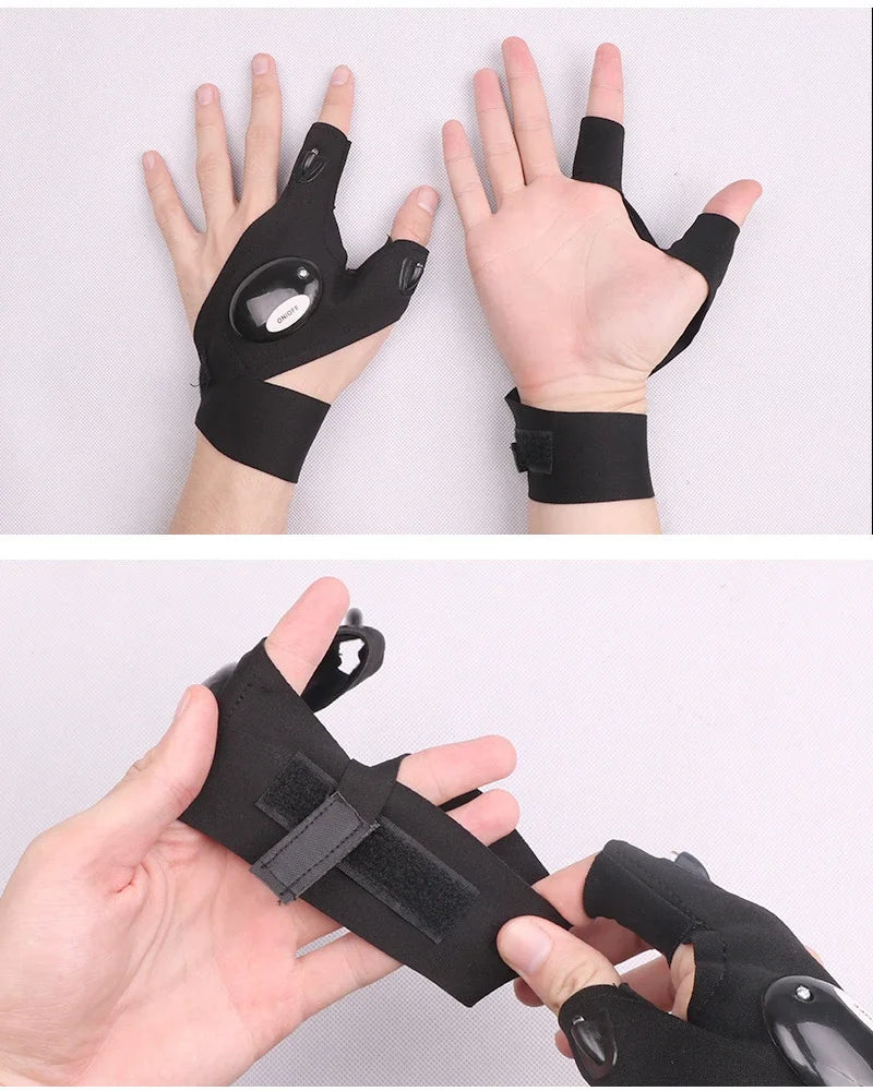 Led flashlight gloves