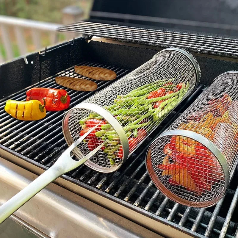 BBQ Grid Rolling Grill Basket