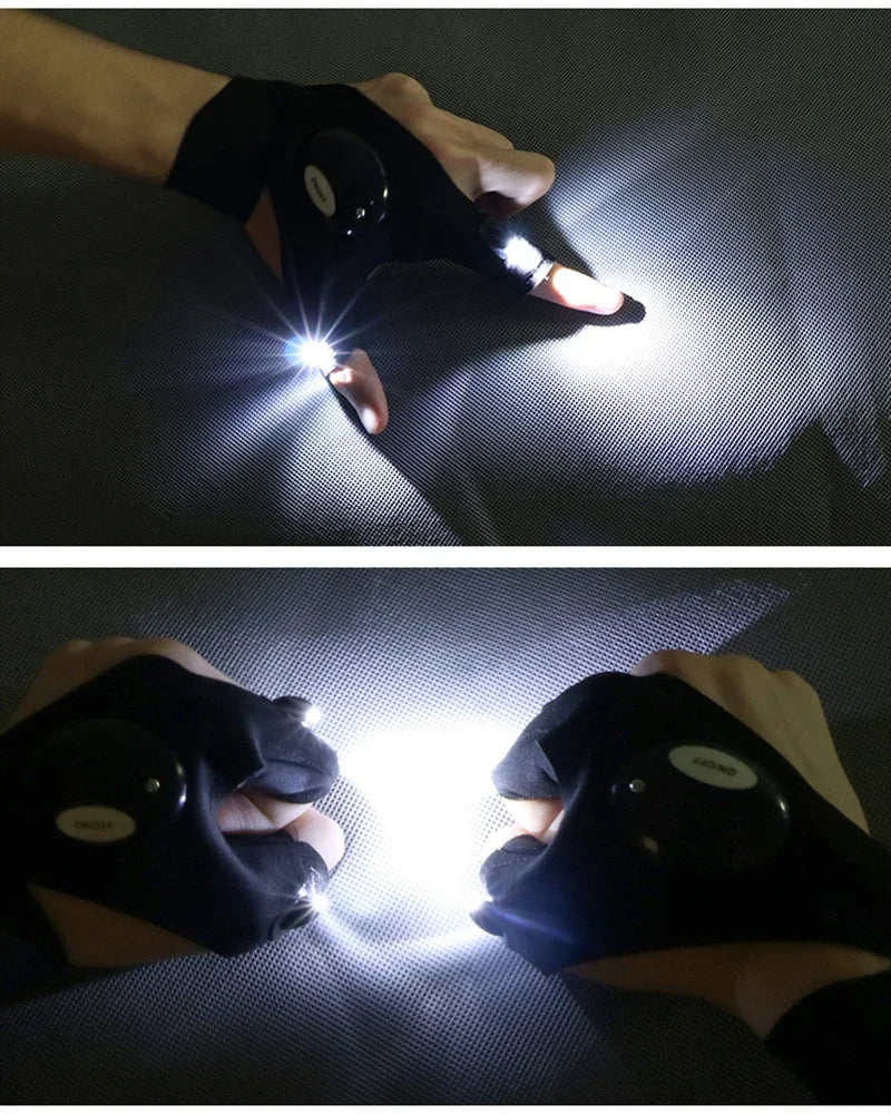 Led flashlight gloves