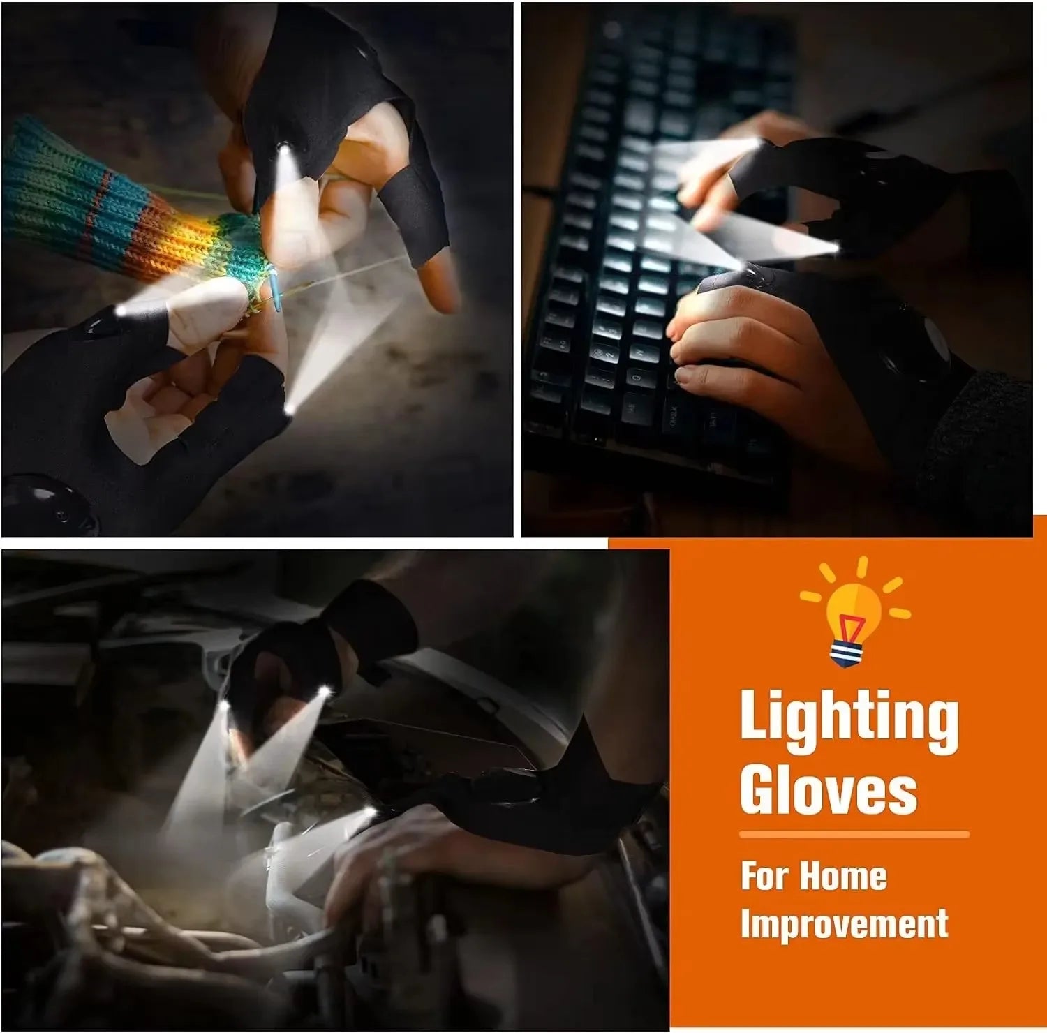 Led flashlight gloves
