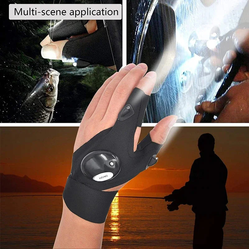 Led flashlight gloves