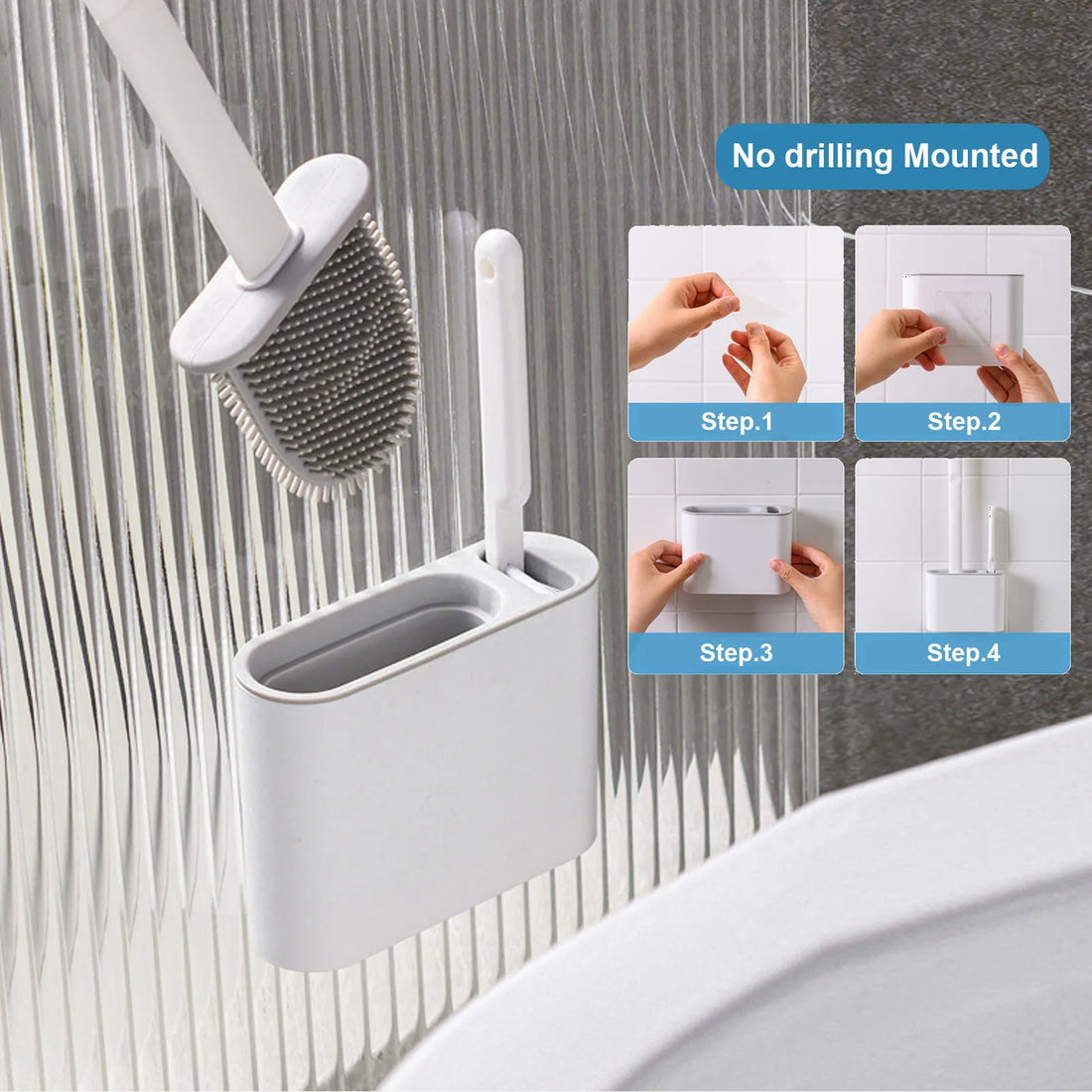 Wall Hanging Toilet Brush with Holder