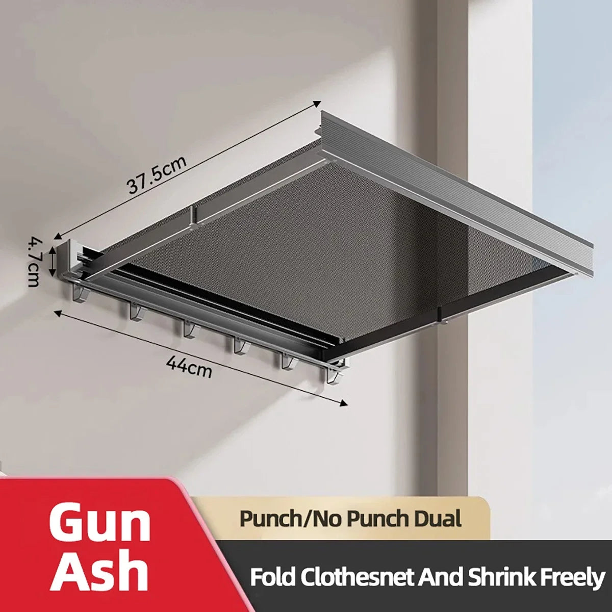 Foldable Telescopic Clothes Rack with Hooks