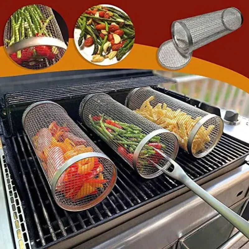 BBQ Grid Rolling Grill Basket