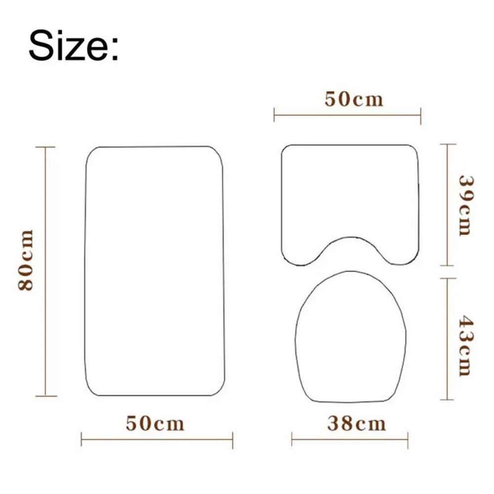 Set of 3 Bathroom Bath Mat Set