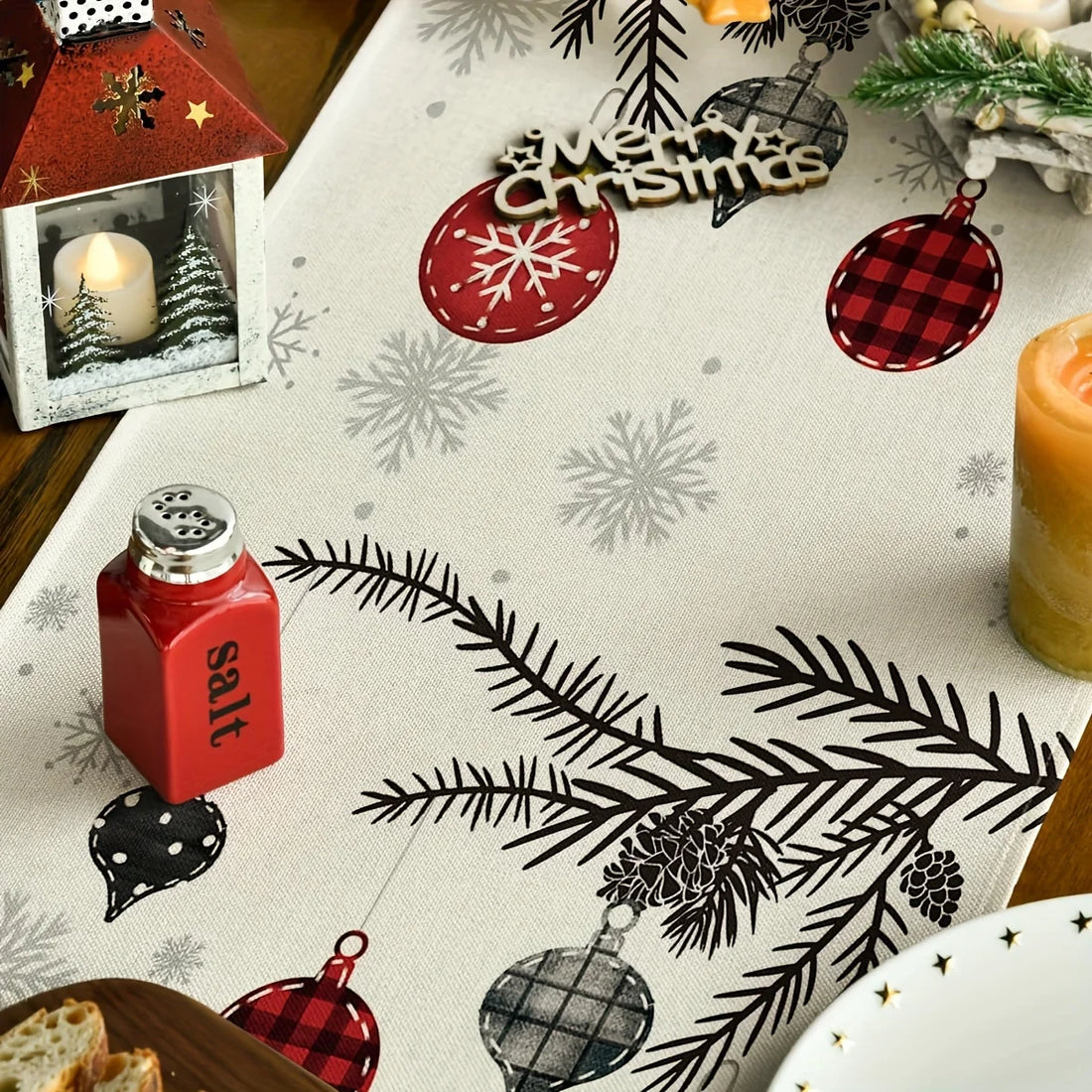 Christmas Table Runner with Snowflake & Pine