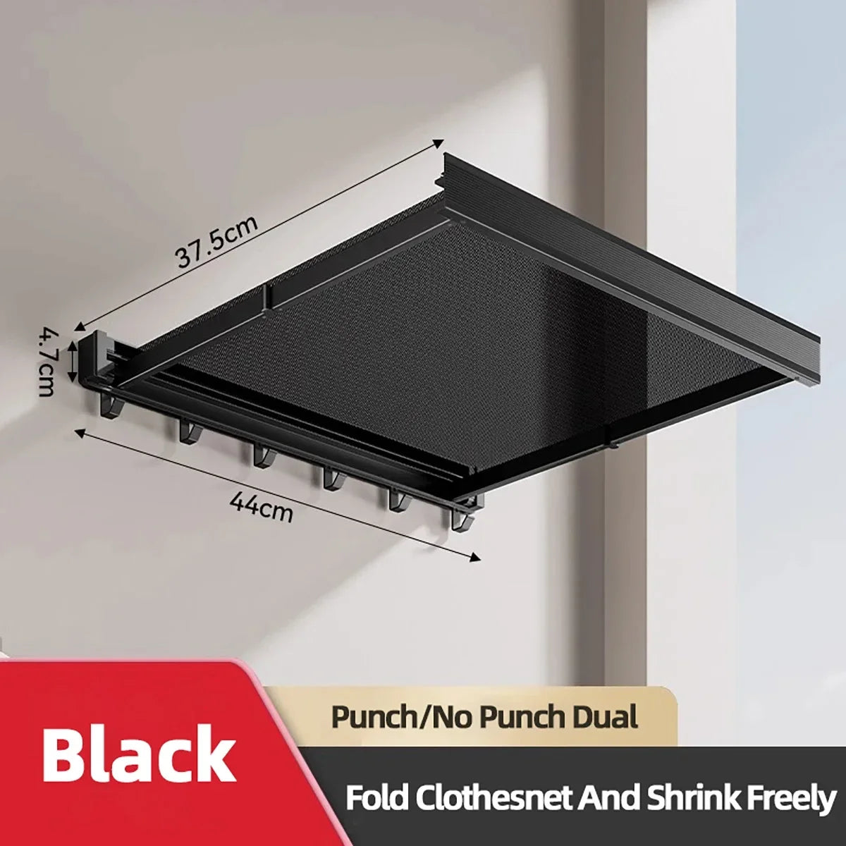 Foldable Telescopic Clothes Rack with Hooks