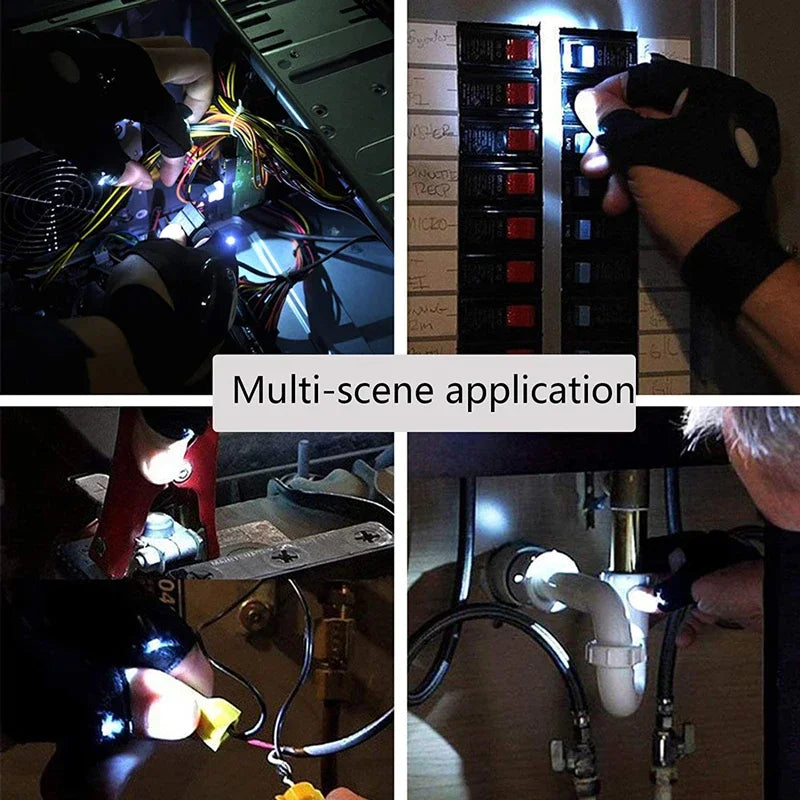 Led flashlight gloves