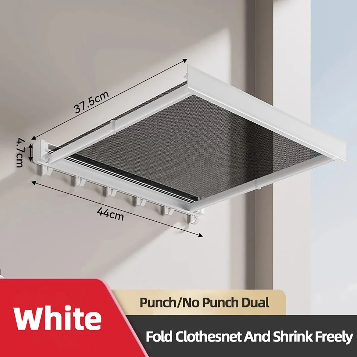 Foldable Telescopic Clothes Rack with Hooks